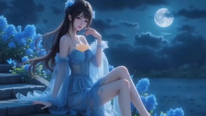 夜晚星夜唯美少女
