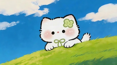 绿色山坡猫咪