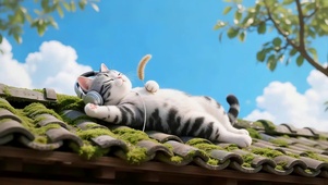 屋顶的猫咪