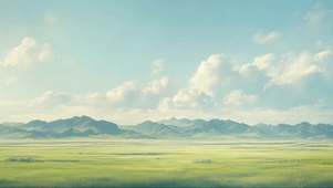 清新绿色山脉平原