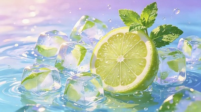 蓝紫冰柠薄荷