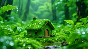 护眼治愈雨中小屋4K