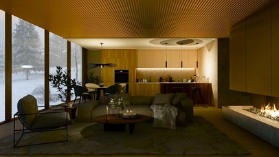 温馨雪天壁炉房间