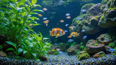 缸中水草鱼群