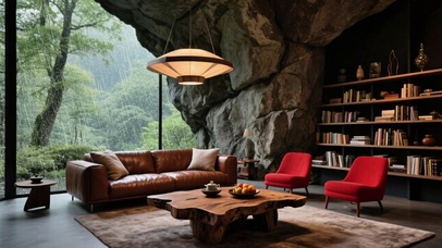 【雨景】静谧的山洞客厅