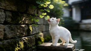 吃叶子猫咪