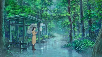 治愈插画雨中少女