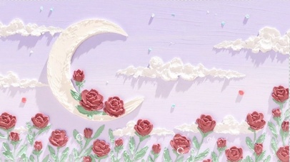 浅紫色温柔玫瑰月亮