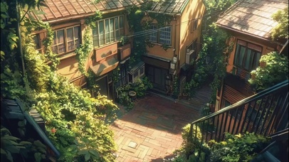 静谧阳光午后小镇建筑