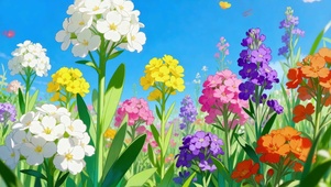 蓝天下七彩花田