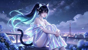 天台赛博黑猫少女