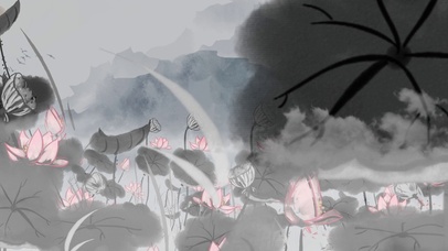 水墨荷花仙境古风水墨风