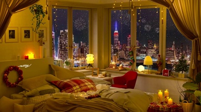 4K温馨新年圣诞房间