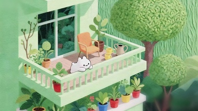 阳台看风的短耳兔