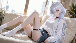 居家长腿白毛女孩莫宁