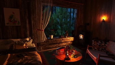 在舒适的树屋里入眠