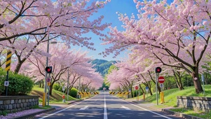 通往春天的樱花街道