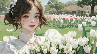 4K60帧郁金香女孩