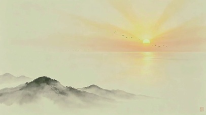 水墨夕阳