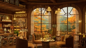 秋林边的咖啡屋