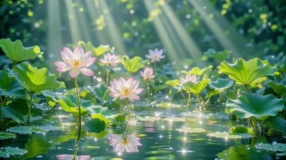 一池清荷，半池晨光