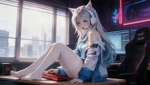 可爱长腿电竞女孩