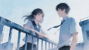 身穿校园风格制服男女