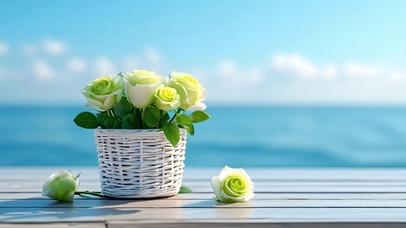 美丽治愈海边玫瑰