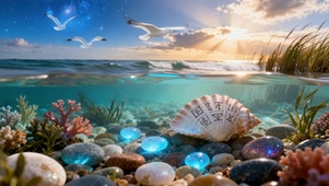 梦幻星空海岸水下唯美风光