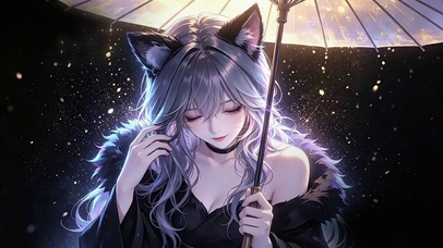 雨夜微光与猫耳少女