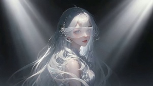 银白长卷发少女