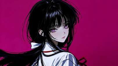 紫眸黑发酷感动漫少女