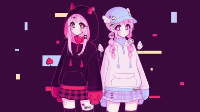 超可爱卡通天使姐妹