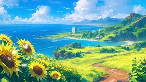 海边向日葵小路