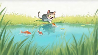 抓鱼的猫咪