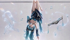 蓝发音律少女