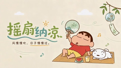 蜡笔小新夏日摇扇纳凉