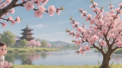江畔桃花