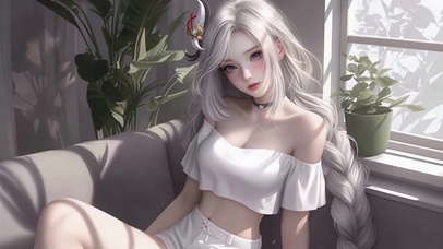 白发窗边少女