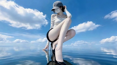 海面长腿女孩