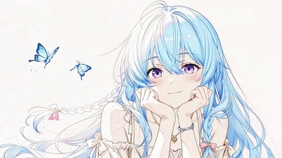 线画托腮少女-伊雷娜