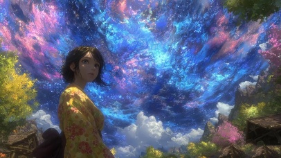 蓝天星空美少女清纯