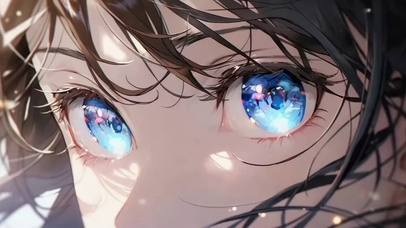 黑发蓝眼动漫少女