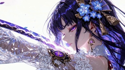 动漫游戏紫发执剑少女