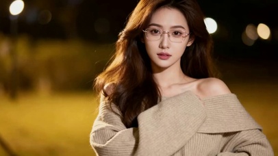 露肩毛衣气质美女