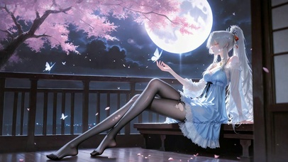月下樱花银发美少女绯雪
