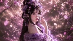 花瓣美女动态壁纸无缝循环