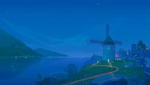 夜晚风车小镇