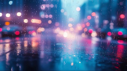 城市朦胧雨夜玻璃
