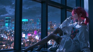窗台边的少女